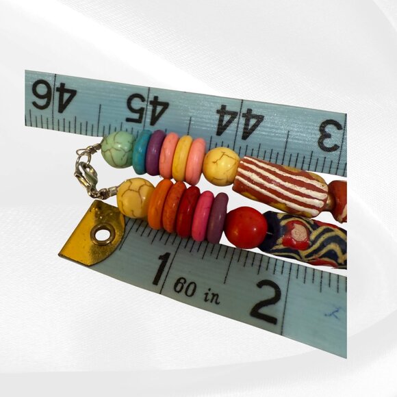 🌈 STUNNING Rainbow African Trade Bead Necklace - Handmade Boho Statement Piece! - Picture 6 of 11